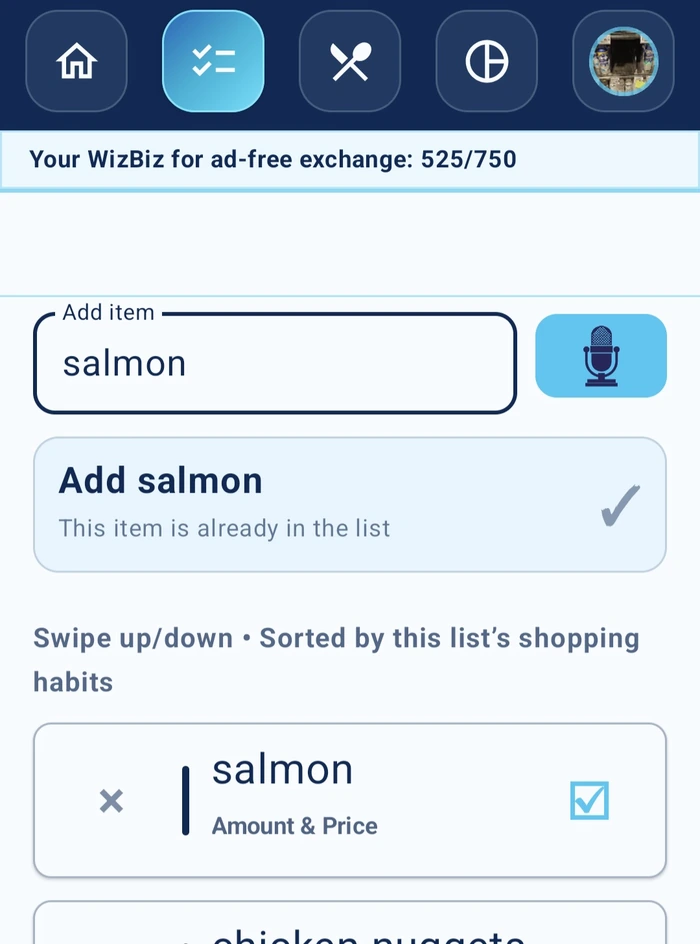 WizTick app screen